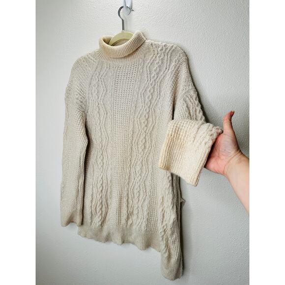 Vince Cream Chunky Knit Long Sleeve Mock Neck Sweater L - Picture 3 of 14